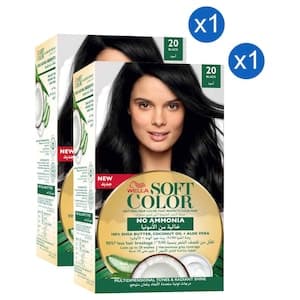 Wella Soft Colour Natural Hair Colour, 20 Black, Pack of 2