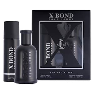 Louis Olivier X Bond Bottled Black Eau De Parfum, 100ml + Body Spray Gift Set for Men, 200ml