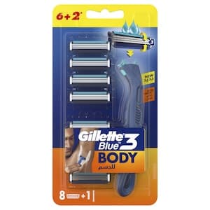 Gillette Blue 3 Body Razor, 8 Razor