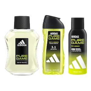 Adidas Pure Game Eau De Toilette, 100ml + Adidas Pure Game Deodorant Body Spray, 150ml +  Pure Game 3-in-1 Shower Gel, 250ml