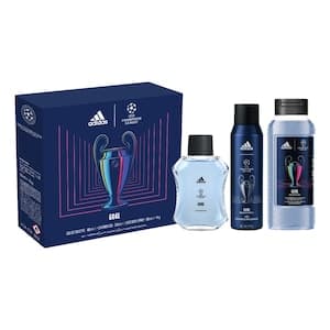 Adidas Champions League UEFA 11 Goal Eau De Toilette, 100ml +  Deodorant Body Spray, 150ml + Shower Gel, 250ml