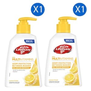 Lifebuoy Anti-Bacterial Liquid Hand Wash with Multivitamins, Lemon Fresh, 200ml Pack of 2