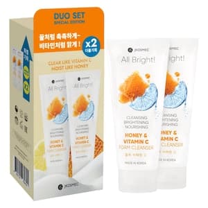 JKosmec All Bright! Honey and Vitamin C Foam Cleanser, 180ml Pack of 2