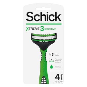 Schick Xtreme 3 Sensitive Disposable Razors for Men, Pack of 4