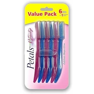 Petals Beauty Eyebrow Razor with Precision Cover, Pack of 6