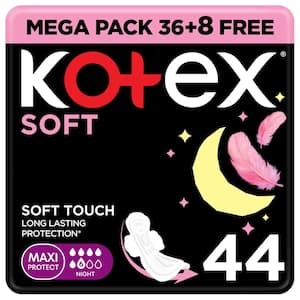 Kotex Soft Night Sanitary Pads, 44 Pads