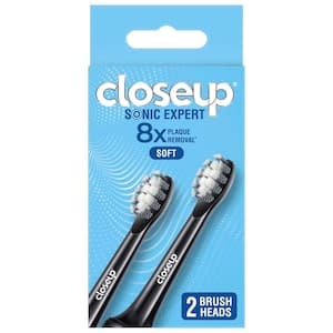 Closeup Sonic Expert Rechargeable Toothbrush Refill Black, Pack of 2