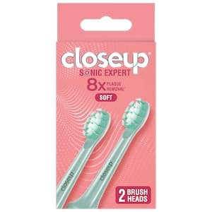 Closeup Sonic Expert Rechargeable Toothbrush Refill Green, Pack of 2