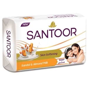 Santoor Skin Softening Soap Bar, Sandal and Almond Milk, 125g