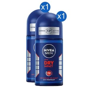 NIVEA Men Dry Anti-Perspirant Roll-On Deodorant 50ml, Pack of 2