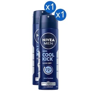 NIVEA Men Cool Kick Anti-Perspirant Deodorant Spray 150ml, Pack of 2