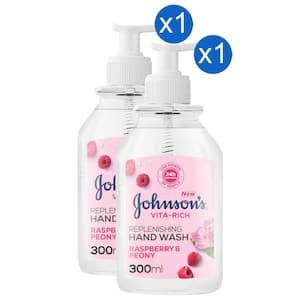 Johnson’s Vita-Rich Replenishing Hand Wash Raspberry and Peony Gentle Moisturizing Formula, 300ml, Pack of 2