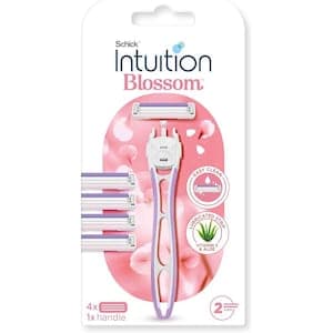 Schick Intuition Blossom Razor Kit with 2-Blade Refills, 4 Cartridges with Handle