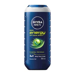 NIVEA MEN 3in1 Shower Gel Body Wash Energy 24h Fresh Masculine Scent 250ml