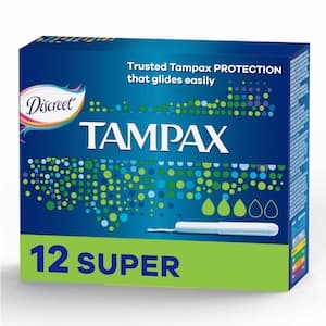 Tampax Cardboard Applicator Super Absorbency Tampons White 12 Tampons