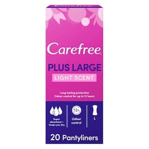 Carefree Plus Large Panty Liners With Light Scent long lasting 20 Liners