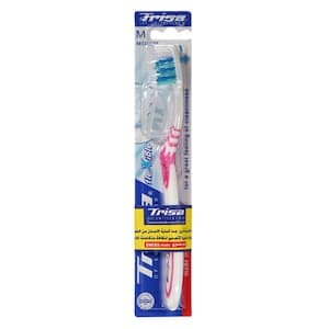 Trisa Flexible Medium Toothbrush With Travel Cap Multicolour