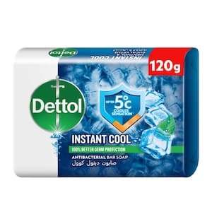Dettol Instant Cool Bar Soap, Menthol & Eucalyptus Scent, 120g