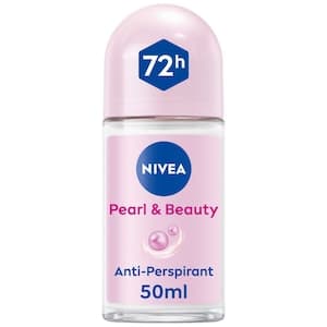 NIVEA Pearl & Beauty Antiperspirant Deodorant for Women, Soft & Smooth, 72H Active Protection, Pearl Extract and Avocado Oil, Roll-on 50ml