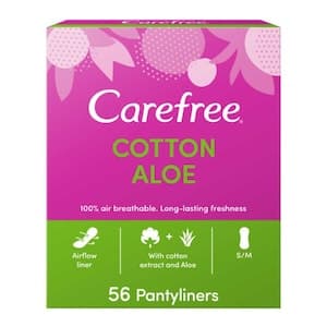 Carefree Cotton Aloe Regular Size Panty Liners breathable White 56 Liners
