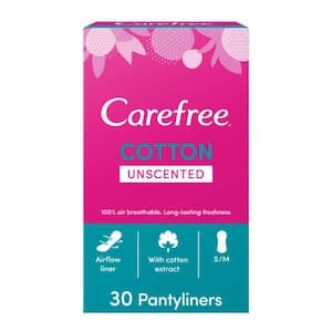Carefree Unscented Pantyliners With Cotton Extract White 30 Liners