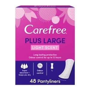 Carefree Plus Large Light Scent Pantyliners super absorbent 48 Liners