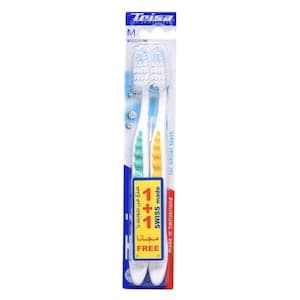 Trisa Pearl White Toothbrush Medium Multicolour 2 PCS