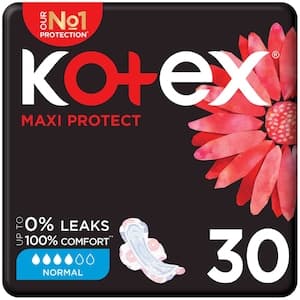 Kotex Maxi Protect Thick Pads Super Size Sanitary Pads with Wings 30 Sanitary Pads