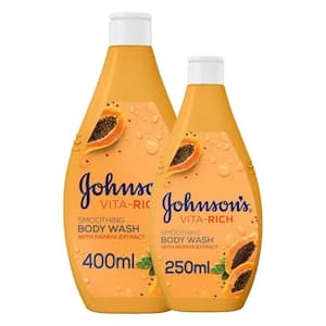Johnson's Body Care Smoothing Body Wash, Skin-Toning Papaya 400ml + 250ml