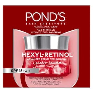 Pond's Age Miracle Ultimate Youth Day Face Cream with SPF 18 PA++ and Hexyl Retinol 50g