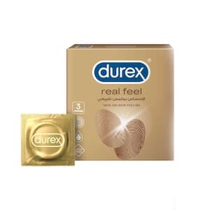 Durex Real Feel Non-Latex Condoms, 3 PCS