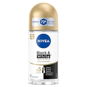 NIVEA Black & White Invisible Silky Smooth, Antiperspirant for Women, Roll-on 50ml