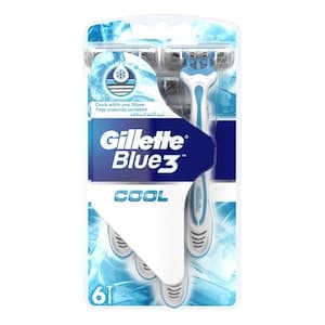 Gillette Blue3 Cool 3-Bladed Disposable Razor Blue 6 Razors