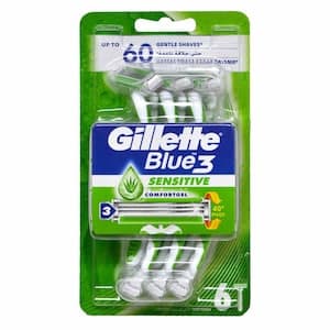 Gillette Blue III Sensitive Razor, 6 PCS