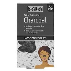 Beauty Formulas Activated Charcoal Nose Pore Strips Black, 6 PCS