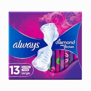 Always Diamond Flexfoam Sanitary Pads Large, 13 Pads