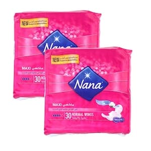 Nana Maxi Sanitary Pads with Wings, 30 Pads, Pack of 2