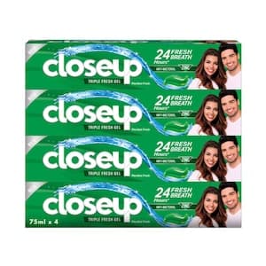 Closeup Triple Fresh Gel Toothpaste Menthol Fresh, 75ml Pack of 4