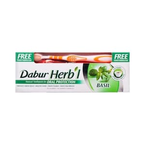 Dabur Herbal Basil Toothpaste With Brush White 150g