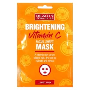 Beauty Formulas Brightening Vitamin C Facial Sheet Mask Orange