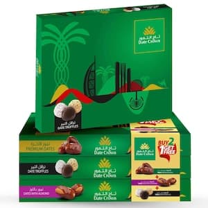 Date Crown Premium Dates, Almond And Truffle Dates Gift Pack 3X250g