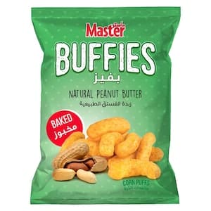 Master Buffies Natural Peanut Butter Baked Corn Puffs, 60g
