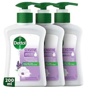 Dettol Sensitive Liquid Handwash Pump, Lavender & White Musk Scent, 200ml Pack of 3