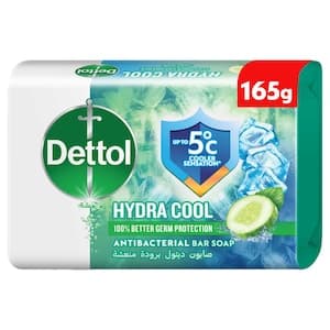 Dettol Hydra Cool Antibacterial Bar Soap, Cucumber & Icy Menthol Scent 165g