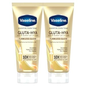 Vaseline Essential Even Tone Gluta-Hya Serum Burst UV Lotion Flawless Glow 200ml Pack of 2