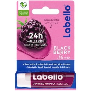Labello 24 Hour Melt-in Moisture Blackberry Shine Lip Balm with Natural Oils and Shea Butter 4.8g