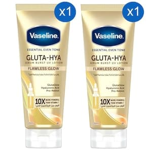 Vaseline Essential Even Tone Flawless Glow Gluta-Hya Serum Burst UV Lotion 200ml Pack of 2