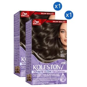 Wella Koleston 7 Supreme Infinite Glow Ash Collection Permanent Hair Colour, 4/1 Enigmatic Medium Ash Brown, 135ml Pack of 2