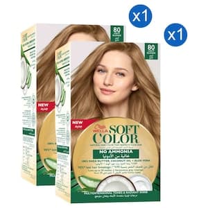Wella Soft Colour Natural Hair Colour, 80 Light Blonde, Pack of 2