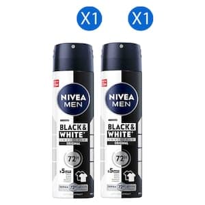 Nivea Men Black & White Invisible Anti-Perspirant Deodorant Spray, Original, 150ml Pack of 2